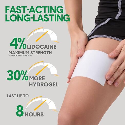 CARELAND 4% Lidocaine Gel Patches, 72 Count | Maximum Strength Pain Relief Patches for Muscle Relief in Neck Knee Back and Shoulders | Unscented Numbing Patch for Soothing Nerves, Joints in Kuwait