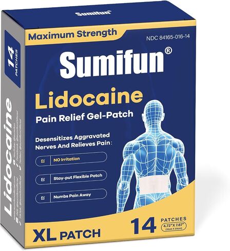 Sumifun XL Lidocaine Patches for Pain Relief, 4% Lidocaine Maximum Strength OTC, Extra Large 4.72"x7.87" for Full Back Pain Patches & Large Areas (Extra Large, Count, 20) in Saudi Arabia