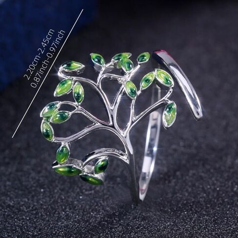 Creative Open Adjustable Green Enamel Branch Leaf Rings for Women Daily Party Casual Rings Jewelry in Kuwait