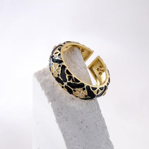18K Gold Plated Dainty Enamel Rings For Women Flower Shape Clear CZ Zircon Brass Jewelry Birthday Gift in Saudi Arabia