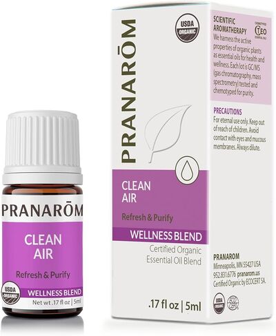 Pranarom - Clean Air Wellness Blend 5ml - Diffusing for Relaxation Ambiance - 100% Pure Organic Oils - Natural Air Freshener, Therapeutic Air Purification, Easy Diffuser Use in Saudi Arabia