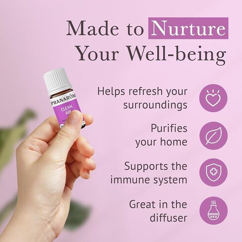 Pranarom - Clean Air Wellness Blend 5ml - Diffusing for Relaxation Ambiance - 100% Pure Organic Oils - Natural Air Freshener, Therapeutic Air Purification, Easy Diffuser Use in Saudi Arabia
