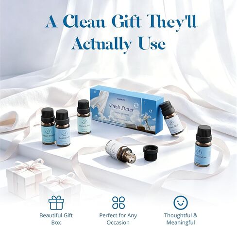 ASAKUKI Fresh States Essential Oil Set, Clean Home Scents for Diffusers | Clean-Inspired Home Scents, Fresh Laundry Aroma, Designed for Diffusers&Waterless Diffusers, Gift-Ready Collection in Saudi Arabia
