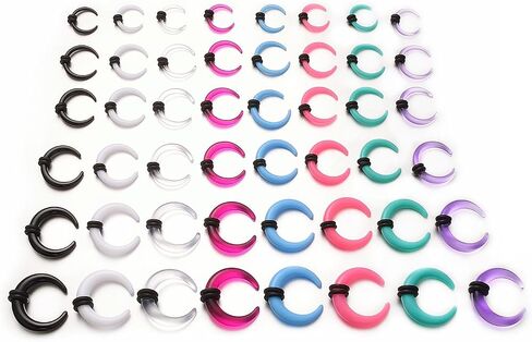 Ear Stretching Kit Pincher Septum 14g Multiple Colors Silicone Ear Tapers Stretching Kit 14G-4G 1.6mm-5mm 48 Pieces in Saudi Arabia