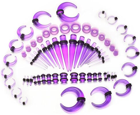 عدة تمديد الأذن Pincher Septum 14g متعددة الألوان سيليكون الأذن التناقص التدريجي تمتد عدة 14G-4G 1.6mm-5mm 48 قطعة in Kuwait