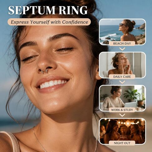 16G Septum Rings Set with Grabber Tool, 9PCS Hypoallergenic 316L Surgical Steel Horseshoe Nose Rings, 6/8/10mm Septum Jewelry with Replacement CZ Ball Ends for Helix, Cartilage & Tragus Piercings for Women & Men in Saudi Arabia
