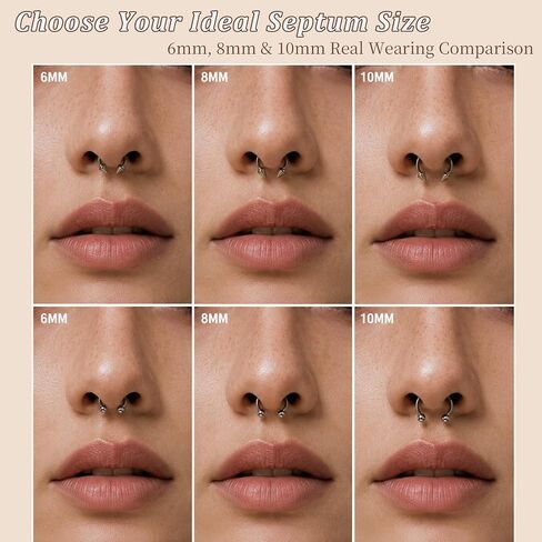 16G Septum Rings Set with Grabber Tool, 9PCS Hypoallergenic 316L Surgical Steel Horseshoe Nose Rings, 6/8/10mm Septum Jewelry with Replacement CZ Ball Ends for Helix, Cartilage & Tragus Piercings for Women & Men in Saudi Arabia