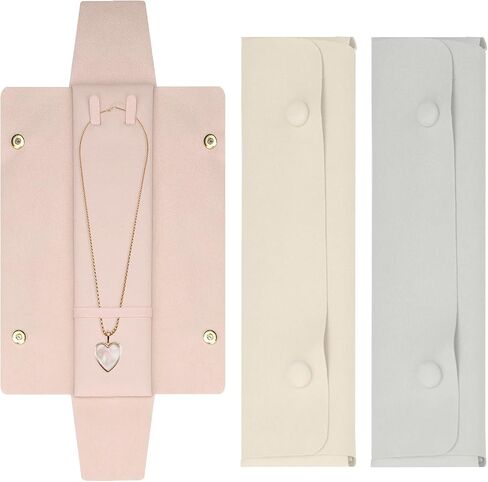 ASTIMESA 3 Packs Microfiber No Tangle Necklace Travel Case, Portable Individual Jewelry Roll Organizer Travel Pouch Holder Storage Bag Gift for Women Long Bracelet Pink in Saudi Arabia