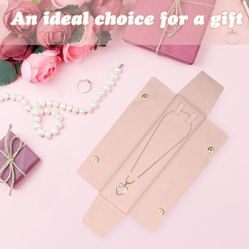 ASTIMESA 3 Packs Microfiber No Tangle Necklace Travel Case, Portable Individual Jewelry Roll Organizer Travel Pouch Holder Storage Bag Gift for Women Long Bracelet Pink in Saudi Arabia