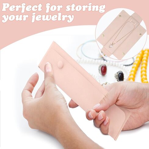 ASTIMESA 3 Packs Microfiber No Tangle Necklace Travel Case, Portable Individual Jewelry Roll Organizer Travel Pouch Holder Storage Bag Gift for Women Long Bracelet Pink in Saudi Arabia