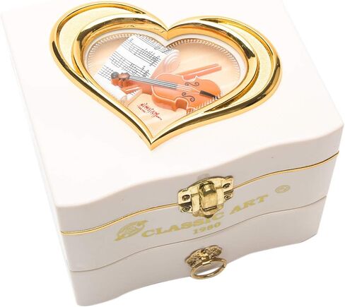Musical Jewellery Box with Dancing Ballerina, Classic Rotating Birthday Music Box with Mirror, Jewelry Necklace Ring Storage Music Box, Gifts for Birthday Bedroom Decor(White) in Saudi Arabia