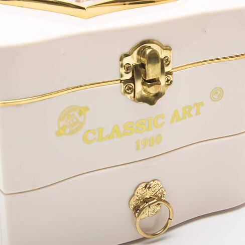 Musical Jewellery Box with Dancing Ballerina, Classic Rotating Birthday Music Box with Mirror, Jewelry Necklace Ring Storage Music Box, Gifts for Birthday Bedroom Decor(White) in Saudi Arabia