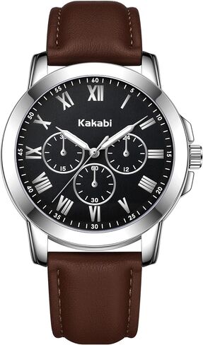 Mens Watches Leather Watch Analog Quartz Watch for Men, Classic Roman Numeral Dress Watch for Business Casual, Luminous Hands Mens Wrist Watches, 3ATM Waterproof Watch Gifts for Men in Saudi Arabia