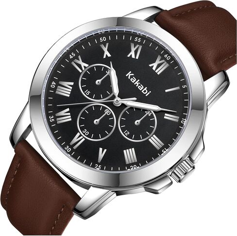 Mens Watches Leather Watch Analog Quartz Watch for Men, Classic Roman Numeral Dress Watch for Business Casual, Luminous Hands Mens Wrist Watches, 3ATM Waterproof Watch Gifts for Men in Saudi Arabia