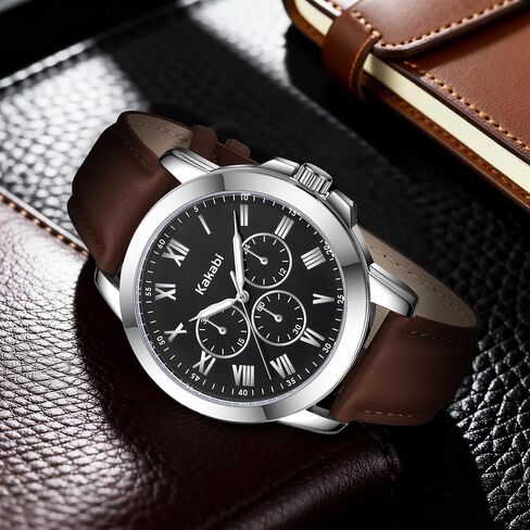 Mens Watches Leather Watch Analog Quartz Watch for Men, Classic Roman Numeral Dress Watch for Business Casual, Luminous Hands Mens Wrist Watches, 3ATM Waterproof Watch Gifts for Men in Saudi Arabia