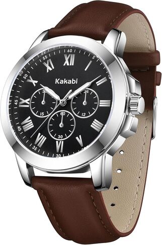 Mens Watches Leather Watch Analog Quartz Watch for Men, Classic Roman Numeral Dress Watch for Business Casual, Luminous Hands Mens Wrist Watches, 3ATM Waterproof Watch Gifts for Men in Saudi Arabia