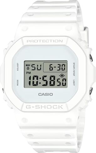 Casio G-Shock Digital Quartz Watch with Plastic Strap, Resin Case, Stopwatch, Alarm, White, DW-5600WW-7ER in Kuwait