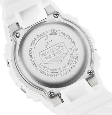 Casio G-Shock Digital Quartz Watch with Plastic Strap, Resin Case, Stopwatch, Alarm, White, DW-5600WW-7ER in Kuwait