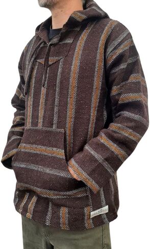 Authentic Mexican Baja Hoodie - Drug Rug Hoodie - Baja Poncho - Brown/Yellow in Saudi Arabia
