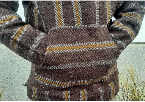 Authentic Mexican Baja Hoodie - Drug Rug Hoodie - Baja Poncho - Brown/Yellow in Saudi Arabia