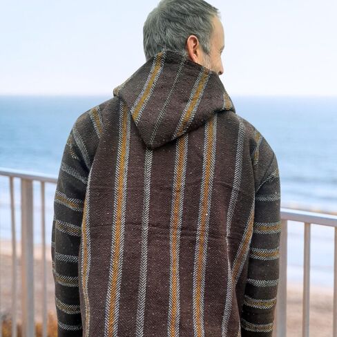 Authentic Mexican Baja Hoodie - Drug Rug Hoodie - Baja Poncho - Brown/Yellow in Saudi Arabia