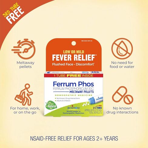 Boiron Ferrum Phosphoricum 30C Homeopathic Medicine for Low Or Mild Fever - 3 Count (240 Pellets) in Saudi Arabia