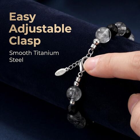 Black Agate Crystal Bracelet Natural Healing Stone Beaded Jewelry for Women Daily Wear Yoga Meditation Mindful Focus in Kuwait