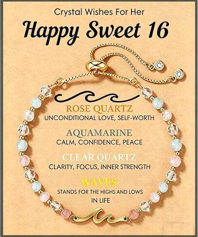 16-Year-Old Wave Bracelet Birthday Gift, Cute Pendant Bracelet, Colorful Personalized Gift, Suitable for Sister's 16th Birthday Gift (waves-01) in Saudi Arabia