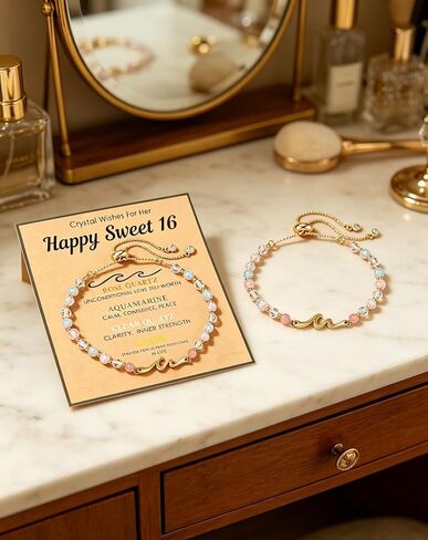 16-Year-Old Wave Bracelet Birthday Gift, Cute Pendant Bracelet, Colorful Personalized Gift, Suitable for Sister's 16th Birthday Gift (waves-01) in Saudi Arabia