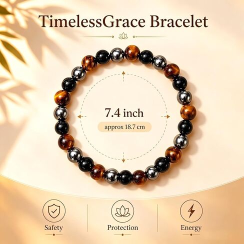 Healing Crystal Bracelet for Women Men Natural Stone Beaded Stretch Bracelet Triple Protection Stress Relief Handmade Beads in Kuwait