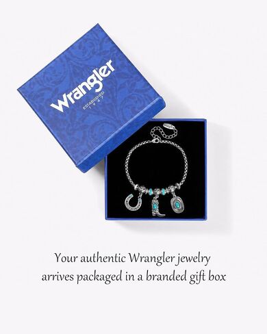 Montana West Wrangler Sliding Charm Bracelets for Women, Fixed Charms Western Turquoise Jewelry, Country Jewelry Sterling Silver/14K Gold with Gift Box in Kuwait