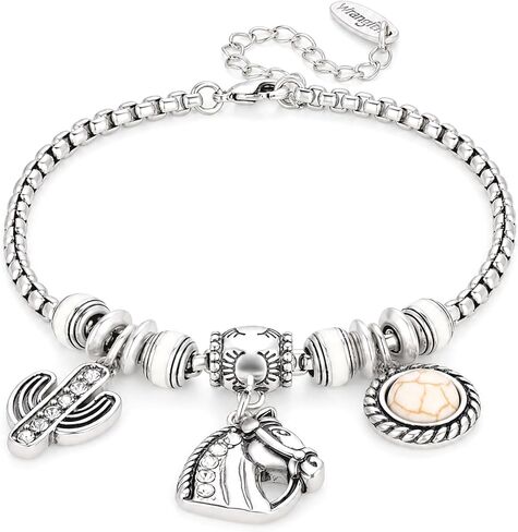 Montana West Wrangler Sliding Charm Bracelets for Women, Fixed Charms Western Turquoise Jewelry, Country Jewelry Sterling Silver/14K Gold with Gift Box in Kuwait