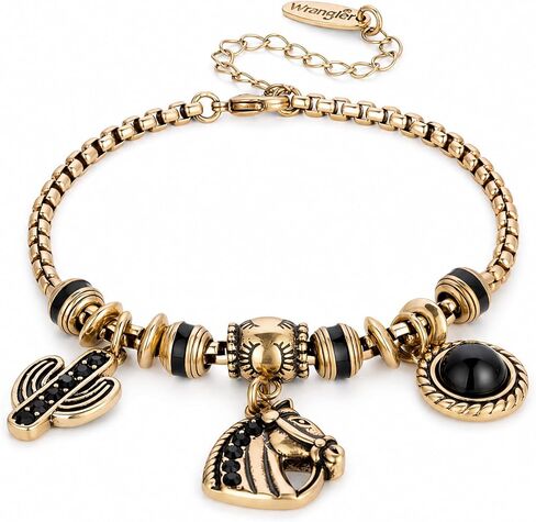 Montana West Wrangler Sliding Charm Bracelets for Women, Fixed Charms Western Turquoise Jewelry, Country Jewelry Sterling Silver/14K Gold with Gift Box in Kuwait