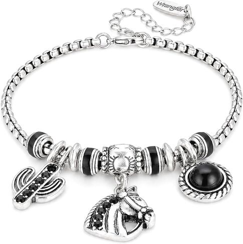 Montana West Wrangler Sliding Charm Bracelets for Women, Fixed Charms Western Turquoise Jewelry, Country Jewelry Sterling Silver/14K Gold with Gift Box in Kuwait