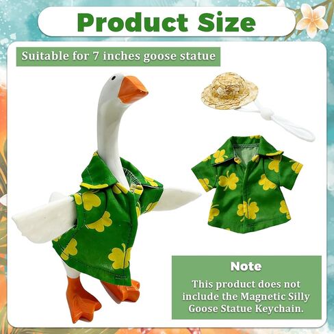 2 PCS Desk Goose Outfits 7 Inches, Porch Goose Outfits, Mini Goose Outfits with Green Shirt & Straw Hat for Magnetic Statue Desk Decor Holidays, Office, Home in Kuwait