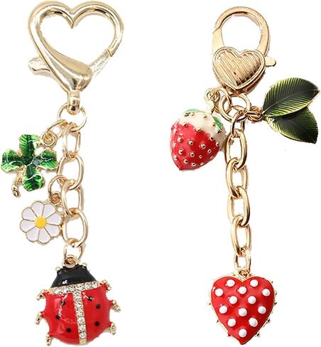 Cute Strawberry bag charms keychain purse accessories charm for women handbags,cute Key Chain for girls in Kuwait