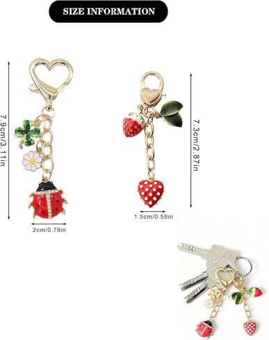 Cute Strawberry bag charms keychain purse accessories charm for women handbags,cute Key Chain for girls in Kuwait