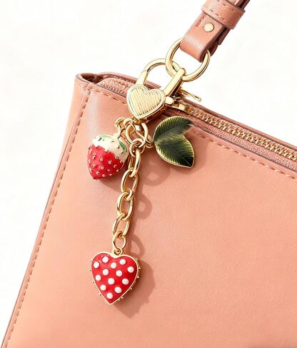 Cute Strawberry bag charms keychain purse accessories charm for women handbags,cute Key Chain for girls in Kuwait
