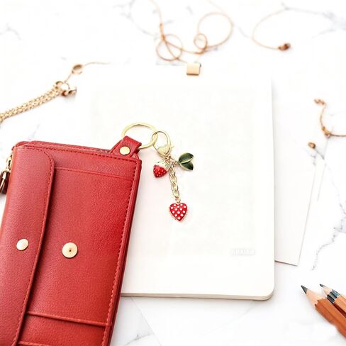 Cute Strawberry bag charms keychain purse accessories charm for women handbags,cute Key Chain for girls in Kuwait