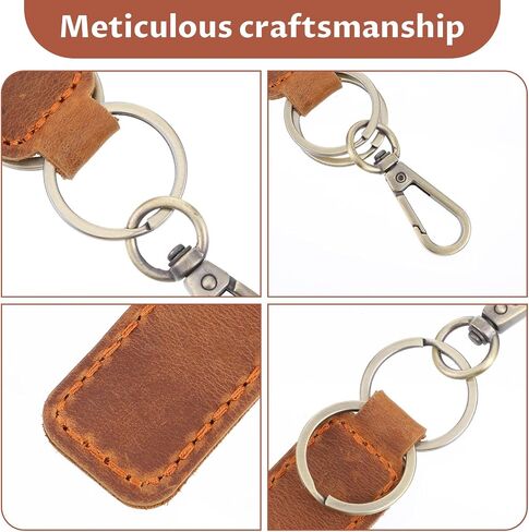 Genuine Leather Keychain, Universal Car Key Fob Holder, Leather Key Ring With Keyrings And Clip For Men And Women in Kuwait
