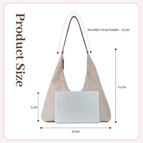 Emprier Suede Slouchy Bag for Women Large Suede Hobo Shoulder Bag Vegan Leather Crescent Tote Purse for Work Travel in Saudi Arabia