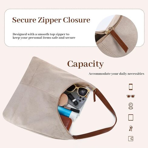 Emprier Suede Slouchy Bag for Women Large Suede Hobo Shoulder Bag Vegan Leather Crescent Tote Purse for Work Travel in Saudi Arabia