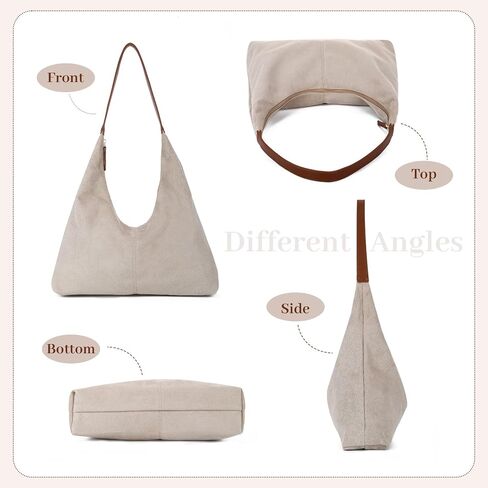 Emprier Suede Slouchy Bag for Women Large Suede Hobo Shoulder Bag Vegan Leather Crescent Tote Purse for Work Travel in Saudi Arabia