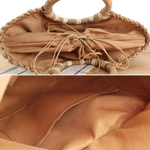 Rejolly Straw Tote Bags for Women Summer Beach Vacation Handbag Rattan Woven Round Top Handle Basket Purse in Saudi Arabia