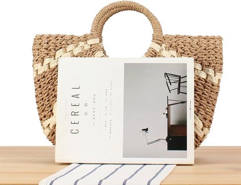 Rejolly Straw Tote Bags for Women Summer Beach Vacation Handbag Rattan Woven Round Top Handle Basket Purse in Saudi Arabia