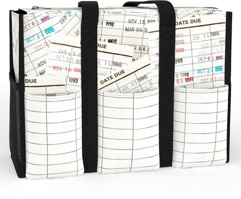 84hoods Multi-Pocket Waterproof Tote Bag with Multiple Convenient Pockets and Zipper. Gift for Women Book Lover, Librarian. in Saudi Arabia