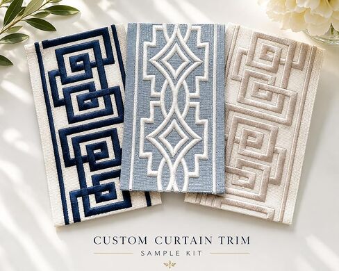 VisionaryHomeDesign Curtain Fabric Samples,Premium Fabrics & Embroidery Trim Samples for Custom Window Treatments in Saudi Arabia