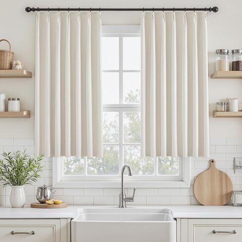 UHITECH 45 Inch Long Blackout Curtains Short Curtains for Kitchen Window Over Sink Pinch Pleated Black Out Drapes for Nursery Thermal Cafe Panels in Saudi Arabia