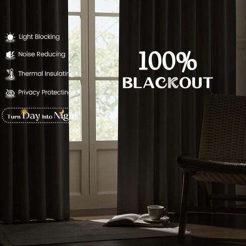 UHITECH 45 Inch Long Blackout Curtains Short Curtains for Kitchen Window Over Sink Pinch Pleated Black Out Drapes for Nursery Thermal Cafe Panels in Saudi Arabia