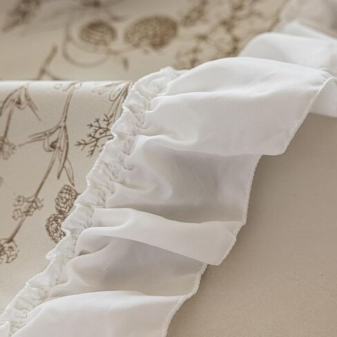 ENJOYBRIDAL Light Camel Pinecone Curtains 96 Inches Long White Lace-Trimmed Drapes Living Room Decor Semi Blackout Grommet Window Curtains 2 Panels Bedroom Boho Light Blocking Window Treatments in Saudi Arabia